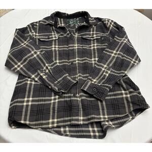Men’s Woolrich Grey And white Flannel Thick Long Sleeve Flannel Shacket Size XXL